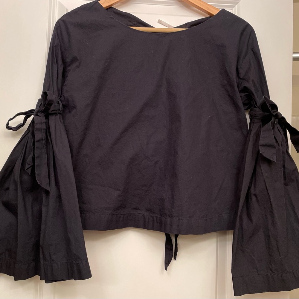 Free people boxy top with bell tie sleeves